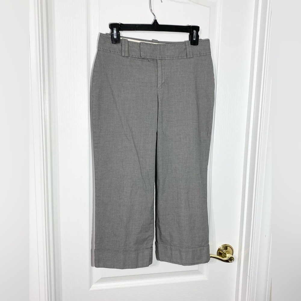 Y2K Banana Republic Jackson Fit Tailored Cuffed Capri Pants Black White Sz 4